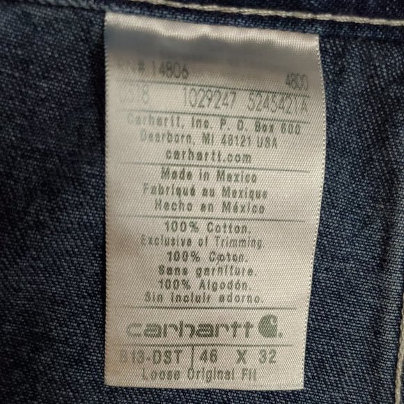 Carhartt B13 DST 46x32 (Meas 41x33 15" Rise) Dark Loose Fit Carpenter Jeans A17 - Picture 7 of 10